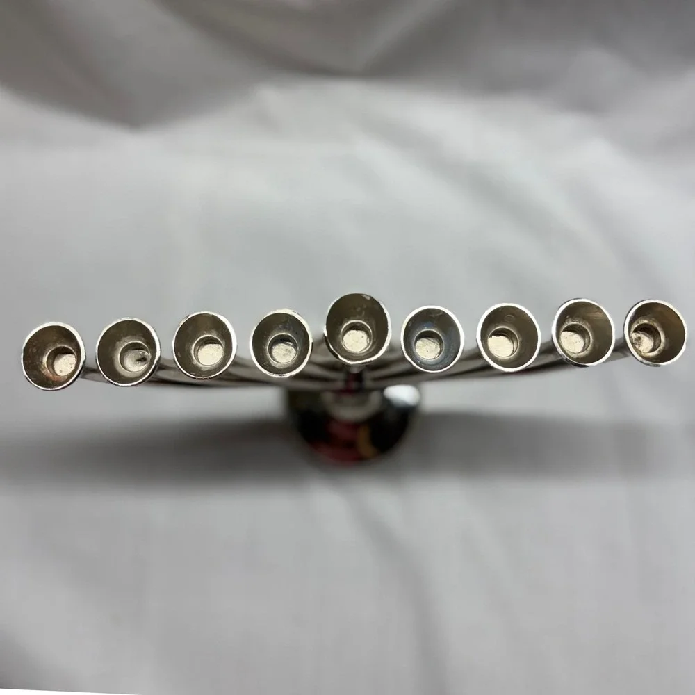 Kohl's Menorah Hanukkah OS Silver Good Modern Polished 9 Branch Taper Holder